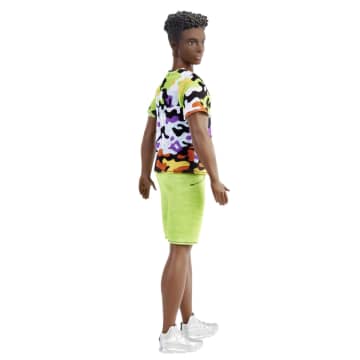 Barbie Ken Fashionistas Doll #123, Broad With Black Curly Hair in Multi-Colored Shirt & Shorts