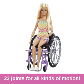 Barbie Fashionistas Doll #194 With Wheelchair & Ramp, Blond Hair, Rainbow Dress & Accessories