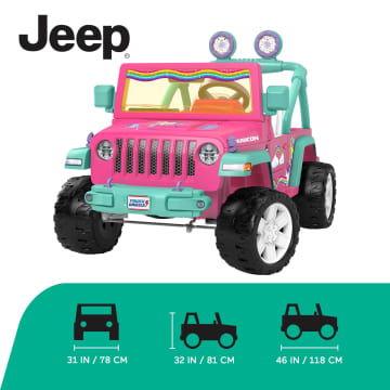 Power Wheels Rainbow Unicorn Jeep Wrangler Preschool Ride-On Toy With Sounds & Cute Stickers