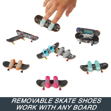 Hot Wheels Skate Fingerboards, Set Of 10 Finger Skateboards With 5 Pairs Of Removable Skate Shoes (20 Pieces Total)