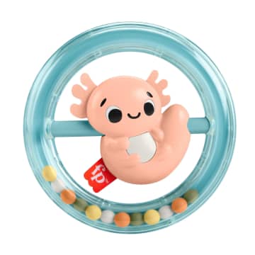 Fisher Price Shake & Spin Axolotl Rattle Baby Toy With Fine Motor Activity For Newborns