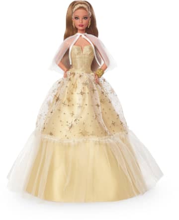 2023 Holiday Barbie Doll, Seasonal Collector Gift, Golden Gown And Light Brown Hair - Image 5 of 6