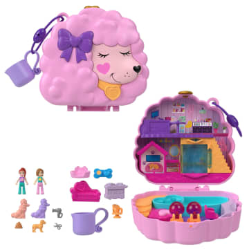 Polly Pocket Dolls And Playset, Animal Toys Groom & Glam Poodle Compact Playset - Imagem 1 de 6