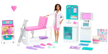 Barbie Careers Fast Cast Clinic Playset, Brunette Barbie Doctor Doll
