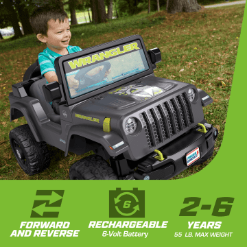 Power Wheels Jeep Wrangler Toddler Ride-On Toy With Driving Sounds, Dark Gray