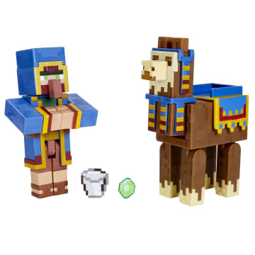 Minecraft Vanilla Figura de Acción Paquete Vendedor Ambulante y Llama 3.25