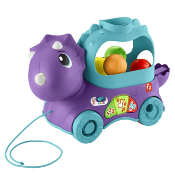 Fisher-Price Toddler Learning Toy, Dinosaur Pull Toy English & French Version, Poppin’ Triceratops