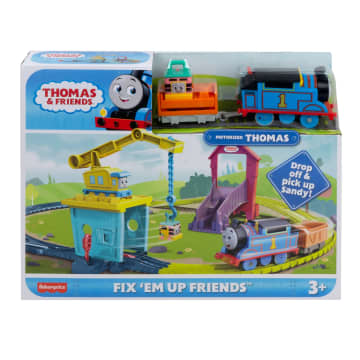 Thomas And Friends Train Set With Carly The Crane Sandy And Motorized Thomas, Fix ‘Em Up Friends
