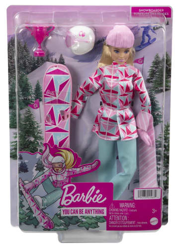 Barbie Winter Sports Snowboarder Blonde Doll With Jacket, Pants, Scarf, Helmet, Snowboard & Trophy, 3 & Up