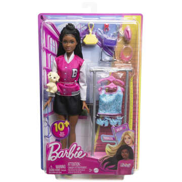 Barbie “Brooklyn” Stylist Doll & 14 Accessories Playset, Wardrobe Theme With Puppy & Clothing Rack - Image 6 of 6