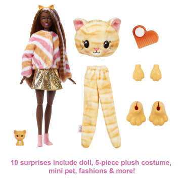 Barbie Doll Cutie Reveal Kitty Plush Costume Doll With Pet, Color Change