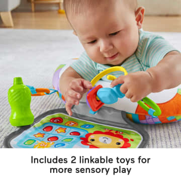 Fisher-Price Littlest Gamer Tummy Wedge With 2 Linkable Baby Toys For Newborns