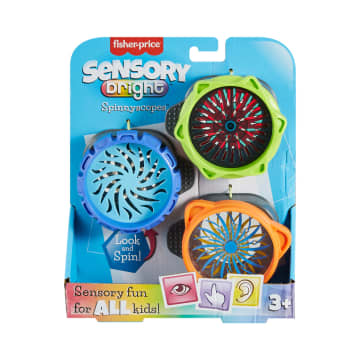 Fisher-Price Sensory Bright Spinnyscopes, Fidget Spinner Light Refracting Toys, 3 Pack