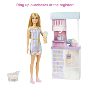 Barbie Ice Cream Shop Playset With 12 in Blonde Doll, Ice Cream Shop, Ice Cream Making Feature & Realistic Play Pieces