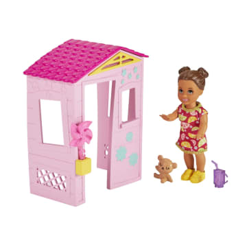 Barbie Skipper Babysitters Inc. Accessories Set With Small Toddler Doll & Pink Playhouse