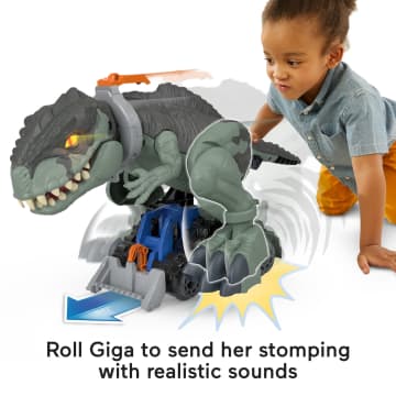 Imaginext Jurassic World Dominion Giga Dinosaur Toy With Lights & Sounds, MEGA Stomp & Rumble