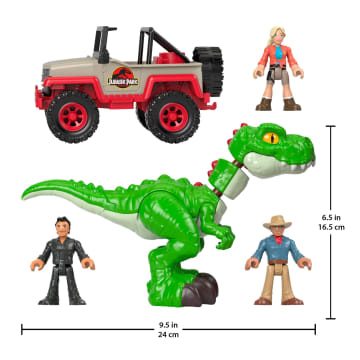 Imaginext Jurassic World T. Rex Dinosaur Toy Set With Dr. Sattler, Dr. Grant & Ian Malcolm, 5 Pieces - Image 2 of 6
