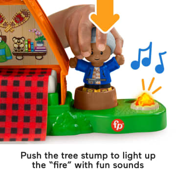 Fisher-Price Little People Cabin Playset With Camp Fire Light And Sounds, 3 Pieces, Toddler Toy