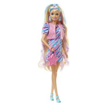 Barbie Totally Hair Boneca Vestido Estrelas Amarelas - Imagem 4 de 6