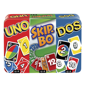 Card Games, UNO, DOS And Skip-Bo Bundle, Travel Games in Tin