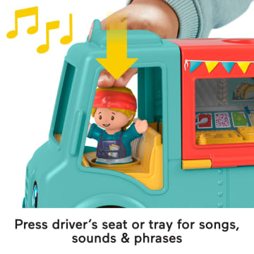 Fisher-Price Little People Food Truck Toy With Music Sounds And 2 Figures, Toddler Pretend Play