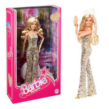 Barbie The Movie Collectible Doll, Margot Robbie As Barbie in Gold Disco Jumpsuit