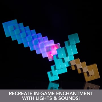 Minecraft Toys, Enchanted Diamond Sword For Role-Play, Lights & Sounds, Gift For Kids - Imagem 3 de 6