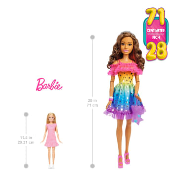 Large Barbie Doll, 28 Inches Tall, Brown Hair And Rainbow Dress - Imagen 5 de 6