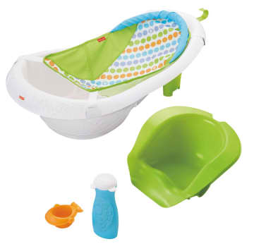 Fisher-Price 4-In-1 Sling ‘n Seat Tub Baby To Toddler Bath With 2 Toys, Green