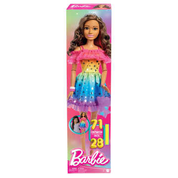 Barbie Poupée Grand Format 71,12 Cm, Brunette, Robe Arc-en-Ciel - Imagen 6 de 6