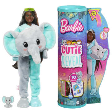 Barbie Cutie Reveal Chelsea Doll And Accessories, Jungle Series, Elephant-themed Small Doll Set