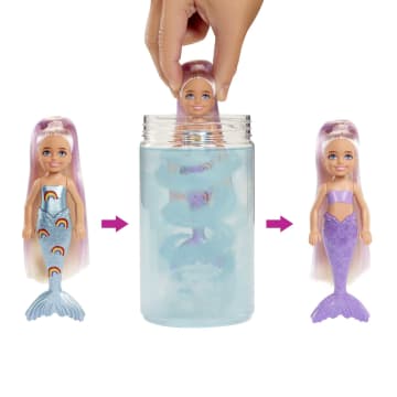Barbie Doll, Color Reveal Chelsea Doll Rainbow Mermaid Series With 6 Surprises