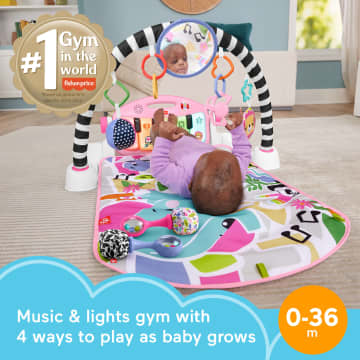 Fisher-Price Glow And Grow Kick & Play Piano Gym Baby Learning Toy With 2 Maracas, Pink