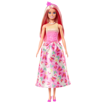 Poupée Barbie Royale Avec Cheveux Roses et Blonds, Jupe à Imprimé de Papillons et Accessoires - Imagem 5 de 6