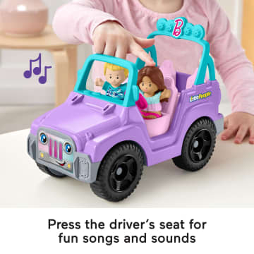 Fisher-Price Little People Barbie Beach Cruiser Toy Car With Music & 2 Figures For Toddlers