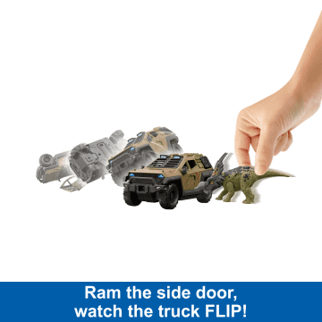 Jurassic World Mission Mayhem Truck & Dinosaur Action Figure Toy Set With Flipping Feature - Image 3 of 6