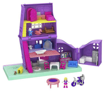 Polly Pocket Doll House With 2 Dolls, Mini Toys, Pollyville Pocket House