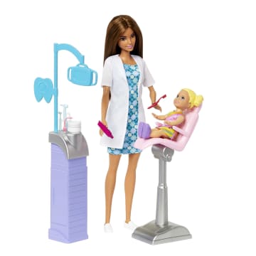 Barbie Profissões Conjunto de Brinquedo Dentista Cabelo Castanho - Imagem 5 de 6