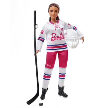 Barbie Hockey Player Fashion Doll Dressed in Jersey & Helmet With Curvy Shape & Hockey Accessories