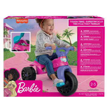 Fisher-Price Barbie Tricycle With Handlebar Grips, Multi-Terrain Tough Trike, Toddler Toy