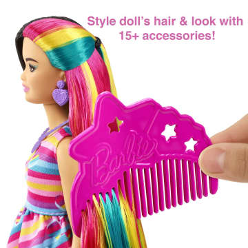 Barbie Totally Hair Heart-themed Doll, Petite, 8.5 Inch Hair, 15 Accessories, 3 & Up