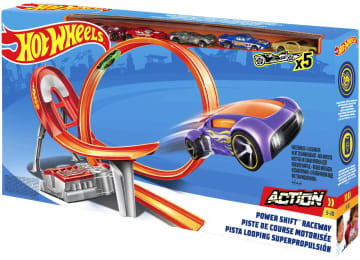 Hot Wheels Action Power Shift Motorized Raceway Track Set, Includes 5 Cars In 1:64 Scale