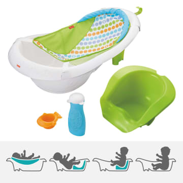 Fisher-Price 4-In-1 Sling ‘n Seat Tub Baby To Toddler Bath With 2 Toys, Pacific Pebble