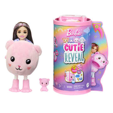 Barbie Cutie Reveal Cozy Cute Tees Series Chelsea Doll & Accessories, Plush Teddy Bear, Brunette Small Doll - Imagen 1 de 6