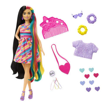 Barbie Totally Hair Heart-themed Doll, Petite, 8.5 Inch Hair, 15 Accessories, 3 & Up