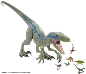 Jurassic World Large Dinosaur Figure Super Colossal Velociraptor Blue