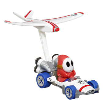 Hot Wheels Mario Kart Vehículo de Juguete Shy Guy B Dasher con Plane Glider