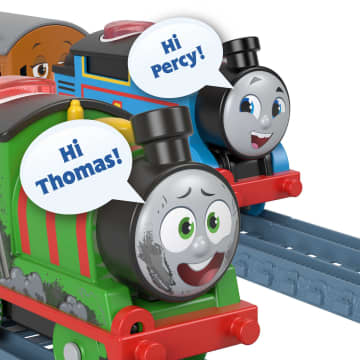Thomas & Friends Motorized Talking Percy Engine With Harold Helicopter