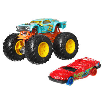 Hot Wheels Monster Trucks Vehículo de Juguete Camión Night Shifter + Sudden Stop (Aplastado) - Imagen 1 de 3