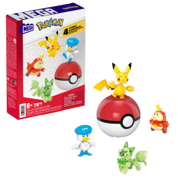 Mega-Pokémon-Coffret Construction 4Figurines et 1Poké Ball (79Pcs) - Imagem 1 de 1